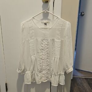 American Rag White Blouse with Lace Detail